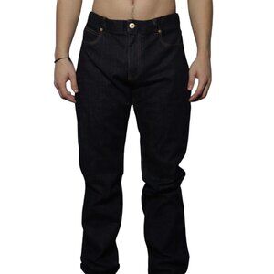 Versace Men's Orange Stitched Denim Jeans Navy Blu Scuro 2017 Sz 38, 42 Fit